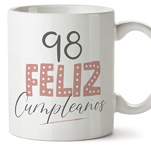 MUGFFINS Tazas 98 Cumpleaños - En Español - ¡Feliz Cumpleaños! Rosa - 11 oz / 330 ml - Regalo...