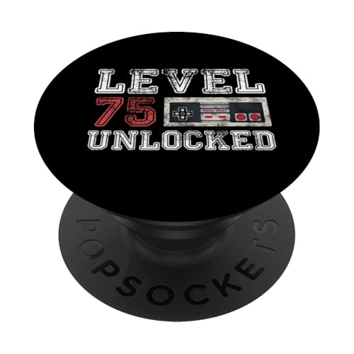 Level 75 Desbloqueado Vintage 75 años Regalos para Jugadores Antiguos 75 cumpleaños PopSockets...
