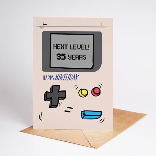 Lovely Cards Gameboy - Tarjeta de 35 cumpleaños para hombre y mujer, diseño retro, 35 años,...