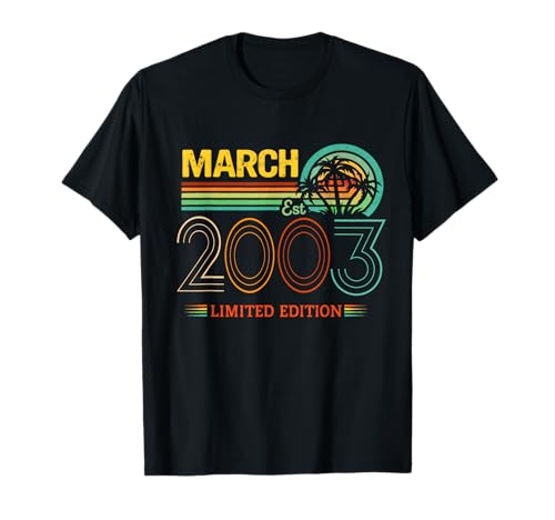 Retro Marzo Cumpleaños 2003 Edición Limitada Vintage 23th Camiseta
