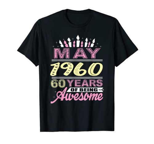 Vela de regalo para fiesta de cumpleaños de 60 años de mayo de 1960 Camiseta