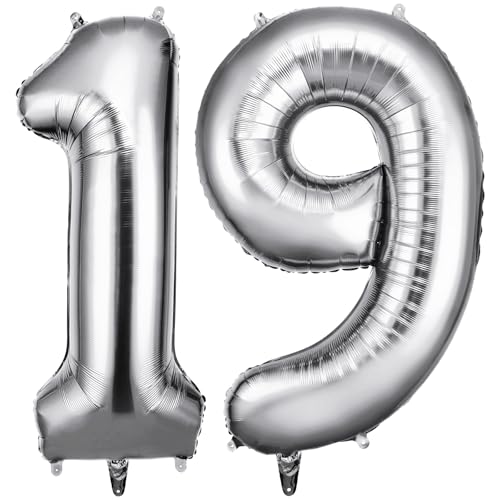 OFFCUP Globo Número 19 91 Plateado 40' (101cm), Grande Globos Foil, Globo Numeros Gigante, Inflar...
