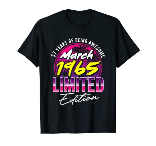 Retro Vintage Marzo 1965 Hombres Mujeres Nacidos En 1965 Fiesta de cumpleaños Camiseta