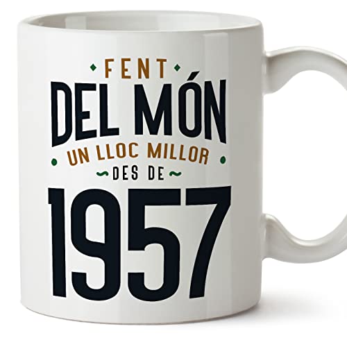 MUGFFINS Tazas 1957 Cumpleaños - En Catalán - Fent del Món un Lloc Millor - 11 oz / 330 ml -...