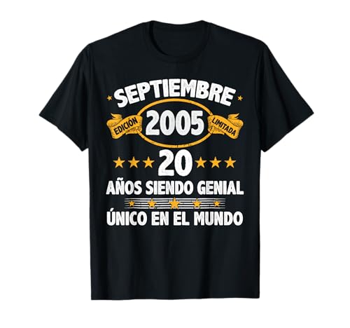 Septiembre 2005 20 Años Hombre Cumpleaños Septiembre 2005 Camiseta