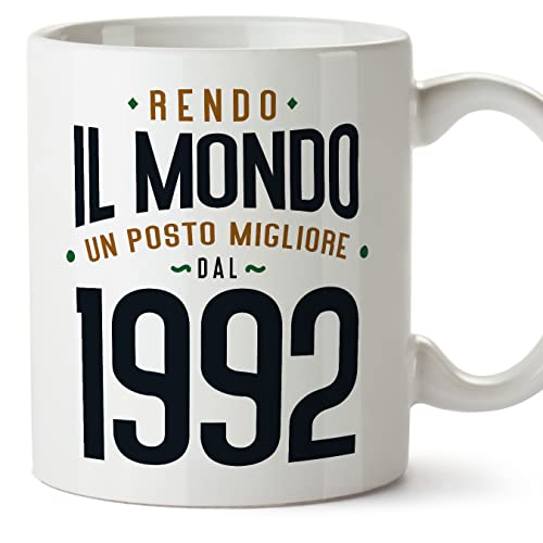 MUGFFINS Tazas 1992 Cumpleaños - En Italiano - Rendo il Mondo un Posto Migliore - 11 oz / 330 ml -...