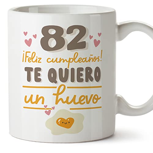 MUGFFINS Tazas 82 Cumpleaños - En Español - Te quiero un Huevo Regalo Amigos Novios Familiares -...