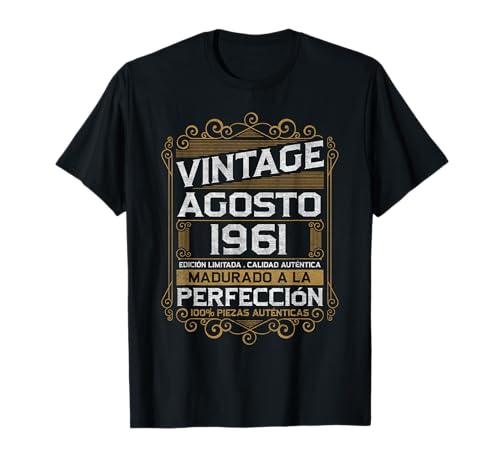 Agosto 1961 Vintage Regalo 65 Años Cumpleaños Hombre Camiseta