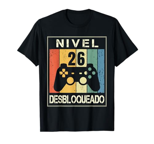 Nivel 26 Desbloqueado Gamer 26 Años 1996 Divertido Chico Camiseta