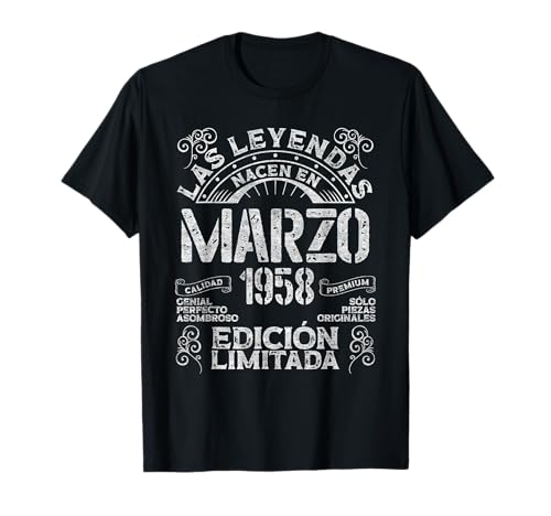 Las Leyendas Nacen En Marzo 1958 68 Años Cumpleaños Camiseta