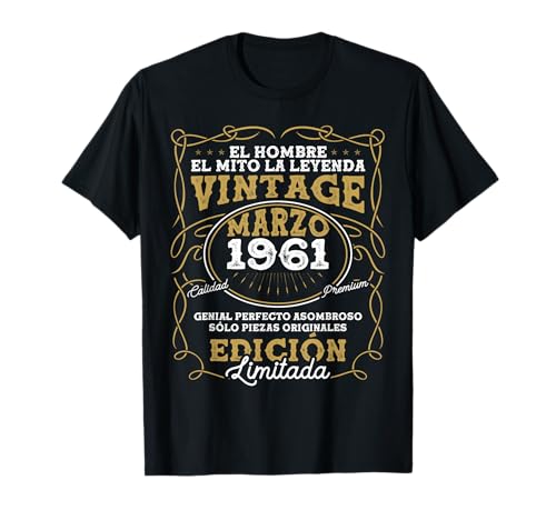 Marzo 1961 Vintage - 65 Años Regalo Cumpleaños Hombre Camiseta