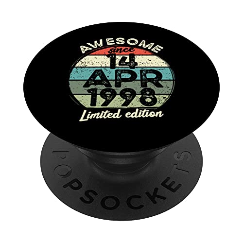 Camiseta de cumpleaños de 25 años, 14 de abril de 1998, 25 cumpleaños PopSockets PopGrip...