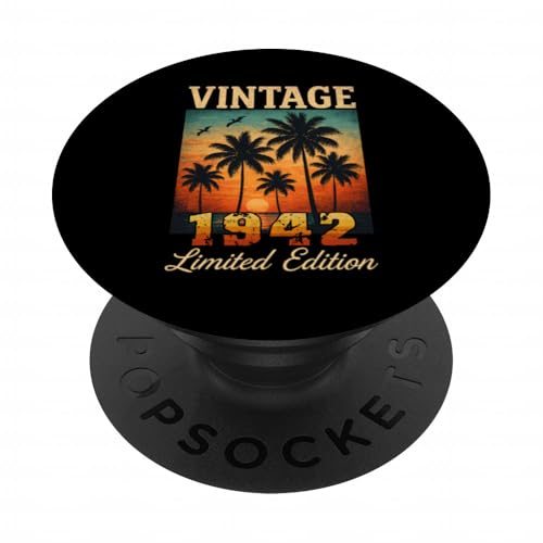 Vintage 1942 Edición Limitada Sunset Palmeras 83 Cumpleaños PopSockets PopGrip Adhesivo