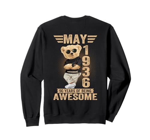 Oso de Peluche de 90 cumpleaños de Mayo para Hombres y Mujeres de 1936 Sudadera