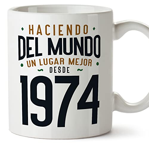 MUGFFINS Tazas 1974 Cumpleaños - En Español - Haciendo del Mundo un Lugar Mejor - 11 oz / 330 ml -...