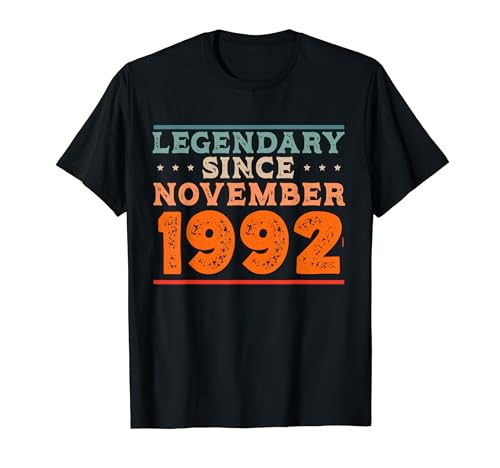 Legendario desde noviembre de 1992 retro vintage fiesta de cumpleaños Camiseta
