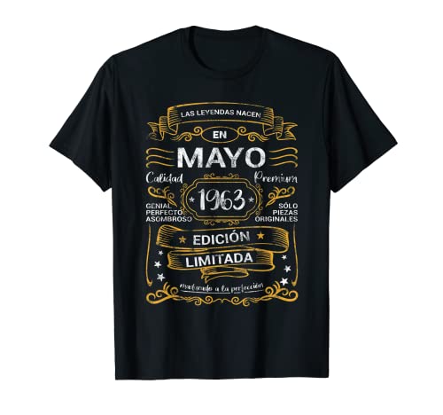 Las Leyendas Nacen Mayo 1963 Cumpleaños Hombre Mujer Camiseta
