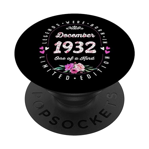 Cumpleaños Floral - Las Leyendas nacen en Diciembre de 1932 PopSockets PopGrip Intercambiable