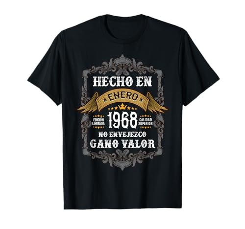 Cumpleaños 58 Años Hombre Hecho en enero 1968 Vintage Regalo Camiseta