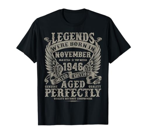 Regalos de cumpleaños de 79 años para Hombres noviembre 1946 Bday Camiseta