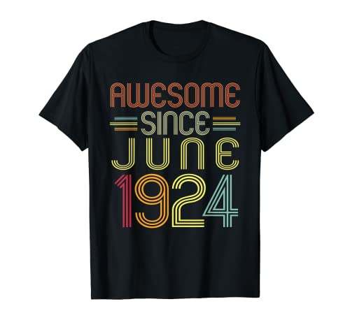 Regalos de 98 cumpleaños impresionantes desde junio de 1924 98 años Camiseta
