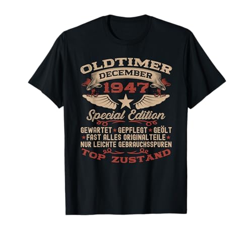 Regalo de 75 cumpleaños vintage 1947 diciembre Camiseta