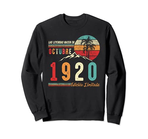 Las Leyendas Nacen en Octubre 1920 102 cumpleaños Hombre Reg Sudadera