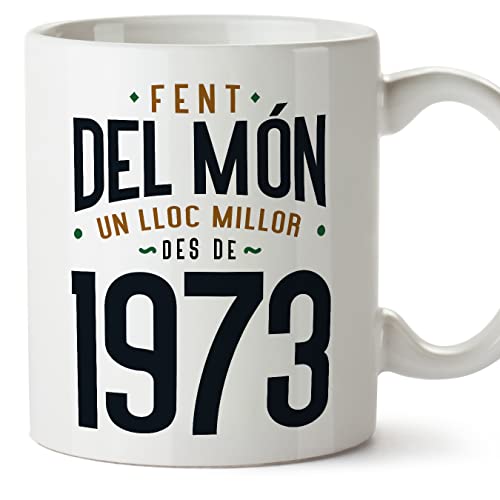 MUGFFINS Tazas 1973 Cumpleaños - En Catalán - Fent del Món un Lloc Millor - 11 oz / 330 ml -...