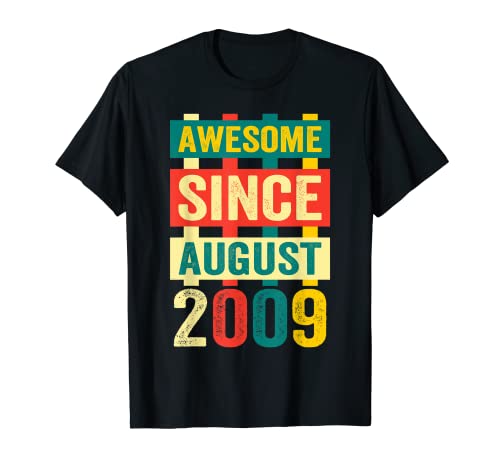 Impresionante desde agosto de 2009 camiseta 10 cumpleaños diciendo regalo Camiseta