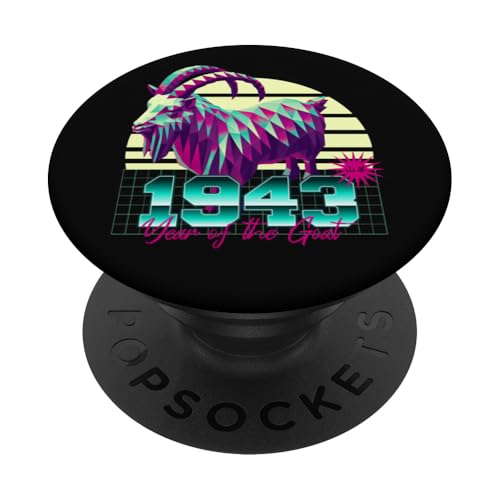 1943 Año de la Cabra Cumpleaños 80 Retro Signo del Zodiaco Chino PopSockets PopGrip Adhesivo