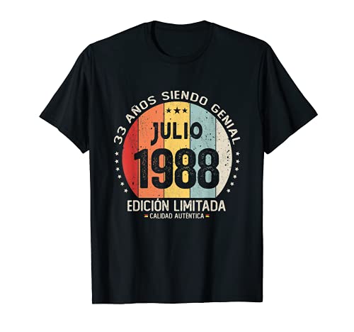 33 años Cumpleaños Hombre Mujer - Julio 1988 Regalo 33 años Camiseta