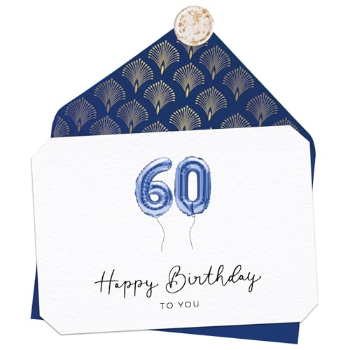 Joli Coon Tarjeta 60 cumpleaños - Happy Birthday 60 - Tarjeta felicitacion 60 cumpleaños con sobre...