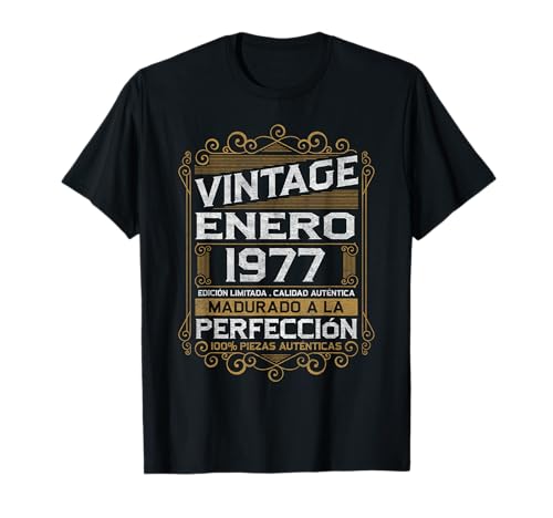 Enero 1977 Vintage Regalo 49 Años Cumpleaños Hombre Camiseta