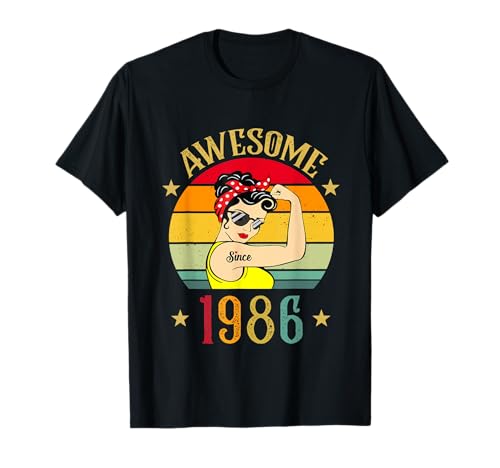 Regalos de cumpleaños vintage de 1986 para mujeres de 39 años nacidas en 1986 Camiseta