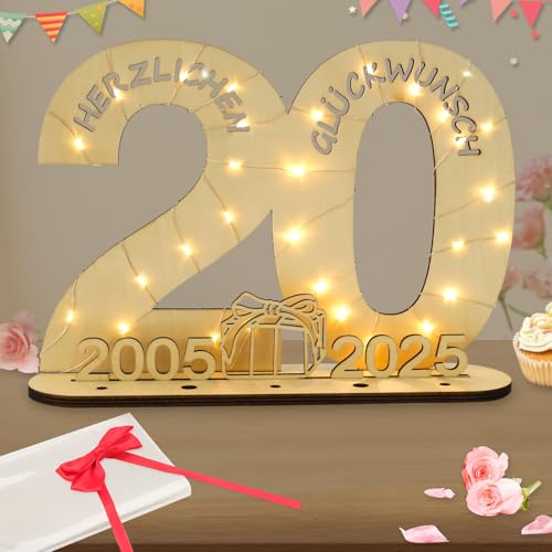 Seutgjie Decoración para 20 cumpleaños, niñas, niños, regalos de dinero, cumpleaños 20, cartel...