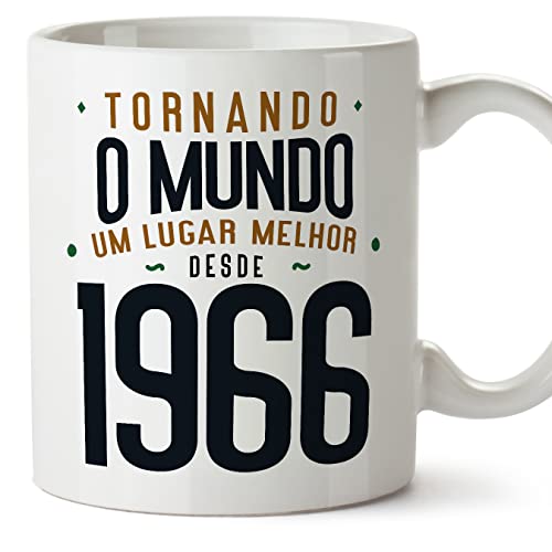 MUGFFINS Tazas 1966 Cumpleaños - En Portugués - Tornando o Mundo um Lugar Melhor - 11 oz / 330 ml...