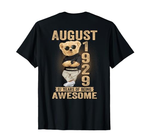 (En la Parte Trasera) Agosto de 1929 97 cumpleaños 97 años Oso de Peluche Camiseta