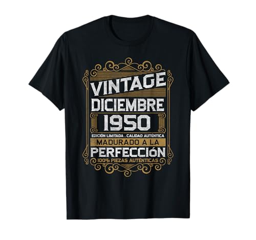 Diciembre 1950 Vintage Regalo 76 Años Cumpleaños Hombre Camiseta
