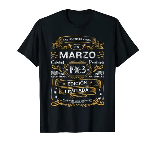 Las Leyendas Nacen Marzo 1963 Cumpleaños Hombre Mujer Camiseta