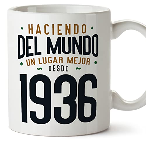 MUGFFINS Tazas 1936 Cumpleaños - En Español - Haciendo del Mundo un Lugar Mejor - 11 oz / 330 ml -...