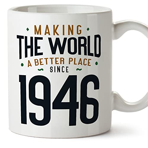 MUGFFINS Tazas 1946 Cumpleaños - En Inglés - Making the World a Better Place - 11 oz / 330 ml -...