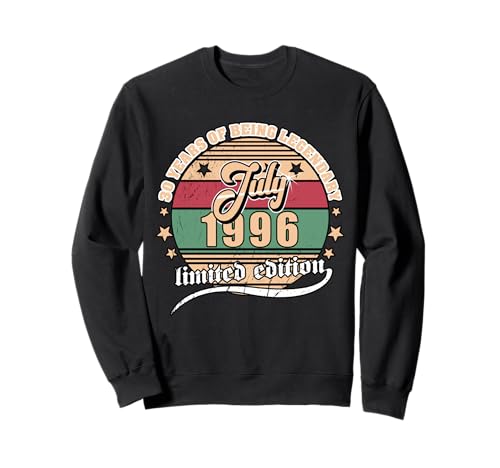 30 Cumpleaños Julio 1996 Vendimia 30 años Legendary Sudadera