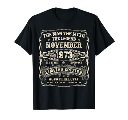 Noviembre de 1973 Regalos de cumpleaños número 52 para Hombres de 52 años Camiseta