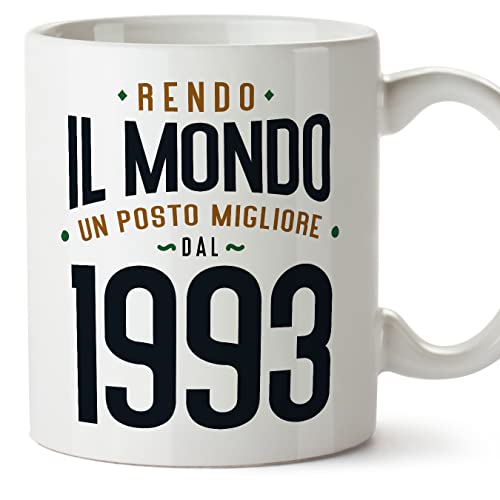 MUGFFINS Tazas 1993 Cumpleaños - En Italiano - Rendo il Mondo un Posto Migliore - 11 oz / 330 ml -...