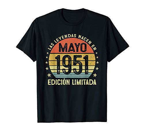 Leyendas Mayo 1951 Regalo Hombre Mujer 70 Años Cumpleaños Camiseta