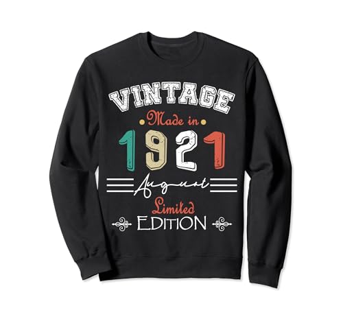 Nacido En Agosto 1921 Vintage Feliz Cumpleaños 103 años Sudadera