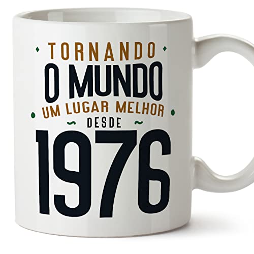 MUGFFINS Tazas 1976 Cumpleaños - En Portugués - Tornando o Mundo um Lugar Melhor - 11 oz / 330 ml...