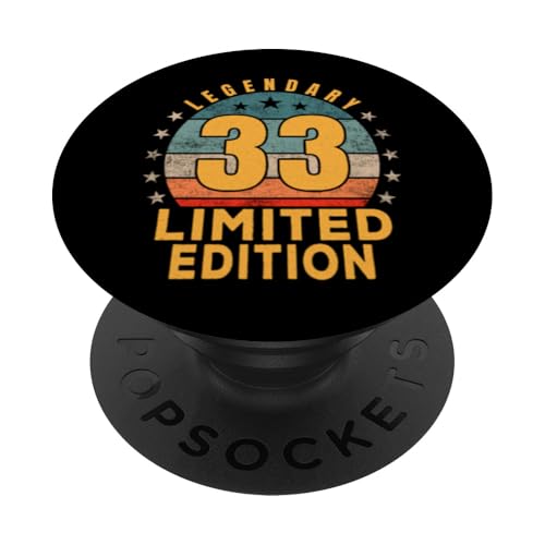 33 cumpleaños edición Limitada Legendary Vintage Retro PopSockets PopGrip Adhesivo