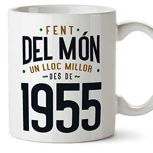 MUGFFINS Tazas 1955 Cumpleaños - En Catalán - Fent del Món un Lloc Millor - 11 oz / 330 ml -...