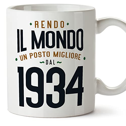MUGFFINS Tazas 1934 Cumpleaños - En Italiano - Rendo il Mondo un Posto Migliore - 11 oz / 330 ml -...